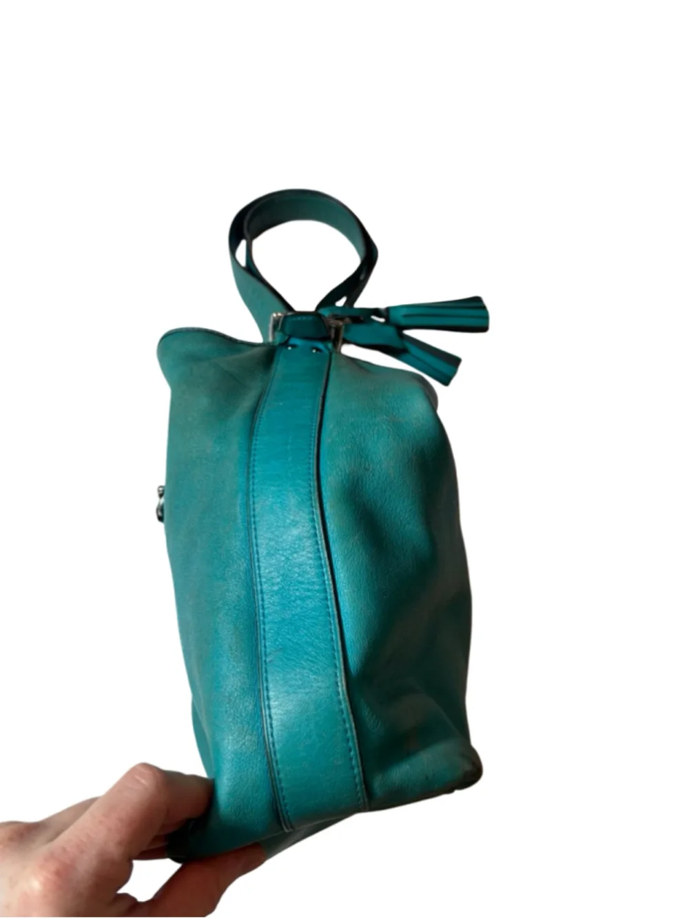 Coach Legacy Duffle Teal Leather Tassel Hobo Crossbody Bag 19889